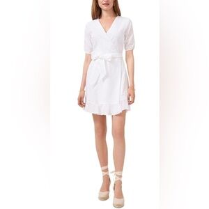 NWT 1. STATE White Embroidered Ruffled Dress‎ Size 8